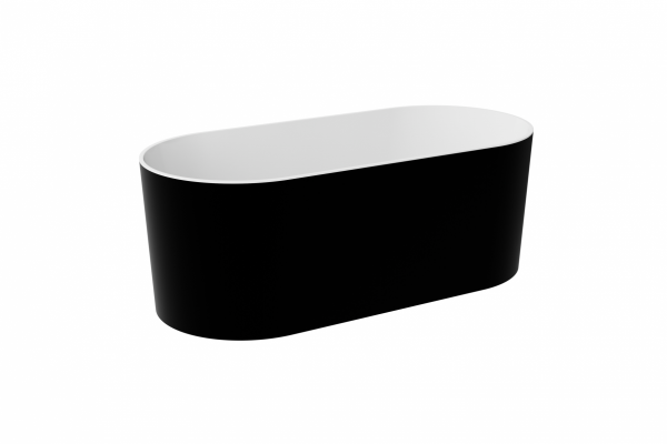 BESCO Wanna wolnostojąca Lova B&amp;W 160x74 + klik-klak chrom czyszczony od góry #WWM-160LBKC