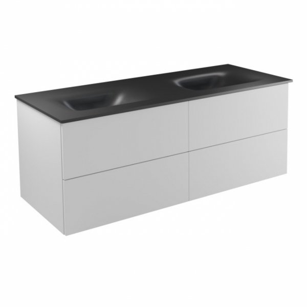 BESCO Szafka Akya Classic Biały Połysk 131 z umywalką gun metal + klik-klak chrom #KAC-131-GMC