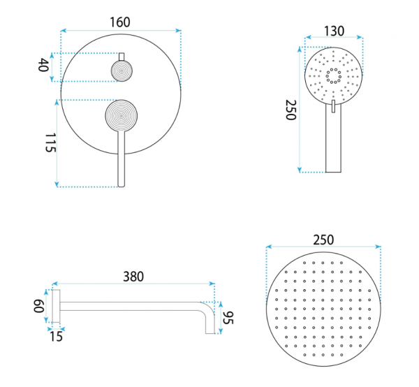REA Zestaw natryskowy podtynkowy Rea Foster Nikiel Szczotkowany + BOX