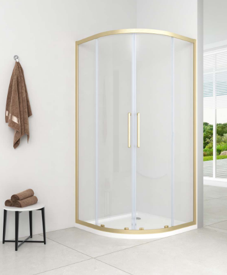 AQUAFORM KABINA PÓŁOKRĄGŁA LAZURO 80X80X200 BRUSHED GOLD , SZKŁO CZYSTE 6MM EASY CLEAN AQ.100-502103