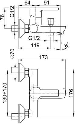 ARMATURA KRAKÓW - SODALIT Bateria wannowa 5544-010-00