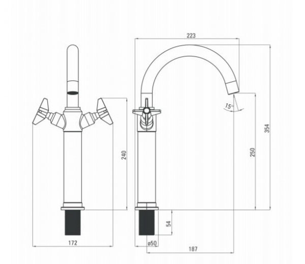 DEANTE - Bateria umywalkowa wysoka TEMISTO GOLD/Złota z korkiem click-clack BQT M25D