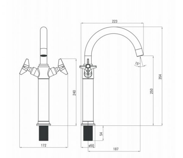 DEANTE - Bateria umywalkowa wysoka TEMISTO GOLD/Złota z korkiem click-clack BQT M25D