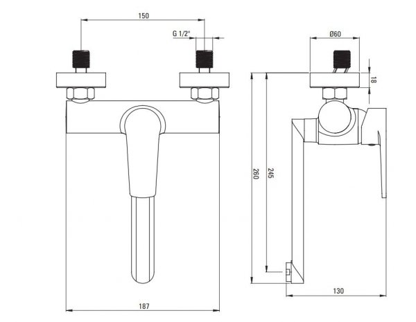 DEANTE Bateria umywalkowa ścienna TUBO BUT_050M