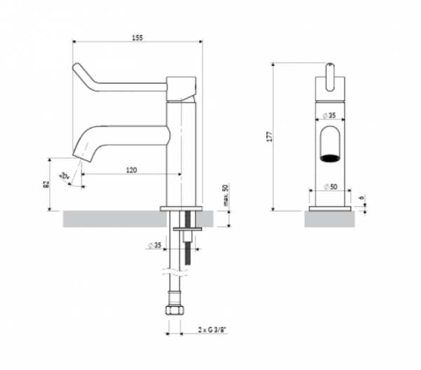OMNIRES bateria umywalkowa Inclusive Design Y1210NID-CR