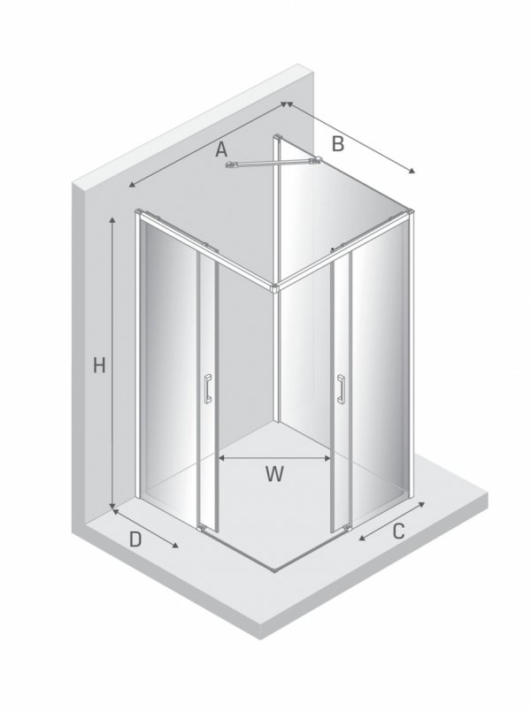 NEW TRENDY Kabina prysznicowa PRIME COPPER BRUSHED 2D kwadratowa przyścienna U 100x100x200 szkło czyste 6mm Active Shield 2.0 K-4149