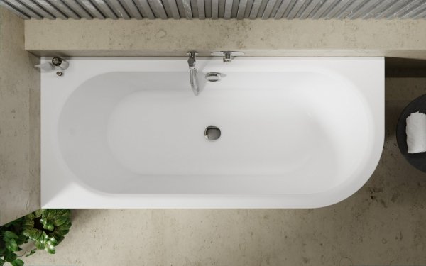 BESCO Wanna wolnostojąca przyścienna Avita A-line 150 L + syfon z napełnieniem złoty #WAA-150ALZN