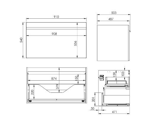 ELITA SZAFKA MOODY 90 1S+1S BLACK MATT 167687