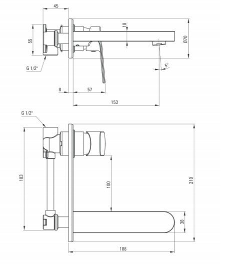 DEANTE - Bateria umywalkowa podtynkowa ALPINIA chrom  BGA 054L