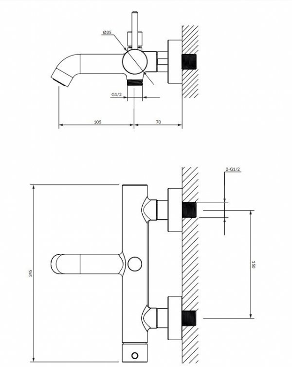 OMNIRES Bateria wannowa z zestawem prysznicowym Y miedź Y1231CP
