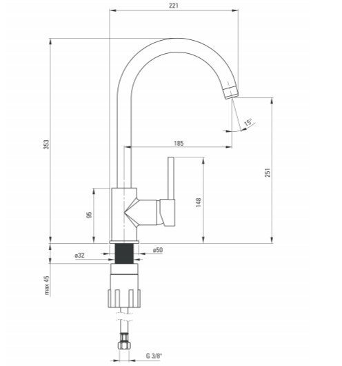 DEANTE - Bateria zlewozmywakowa MILIN stojąca biała z wylewką U  BEU_W62M