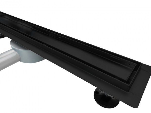 AQUALine - Odpływ liniowy podłogowy 2w1 pod płytkę CZARNY Matowy Obrotowy syfon 90cm R04BK900