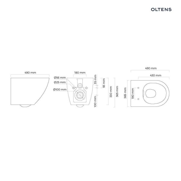 Oltens Hamnes Kort Stille miska WC wisząca PureRim z powłoką SmartClean biała 42524000