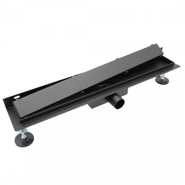 AQUALINE Odpływ liniowy przyścienny 2w1 ze stałym syfonem czarny 50cm LS04BK500