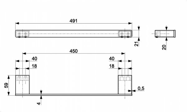 ARMATURA KRAKÓW KFA wieszak ręcznikowy 45 cm CHROM 864-035-00