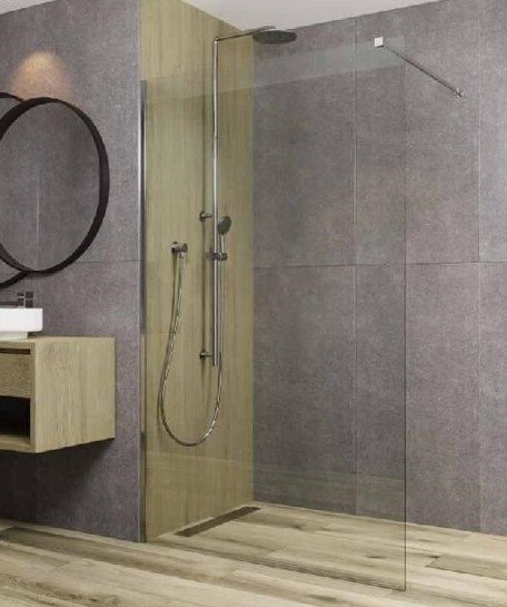 AQUAFORM - ścianka prysznicowa FUJI 110 typu Walk-In szkło transparentne 8mm profil CZARNY  AQ.103-11-30110-01