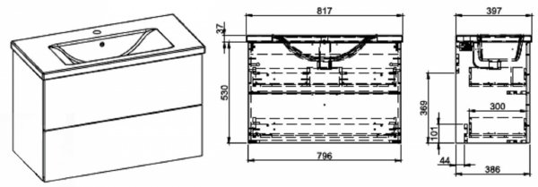 AQUAFORM - Set FRAME 80 2S zestaw szafka + umywalka WHITE/BIAŁY 167215S