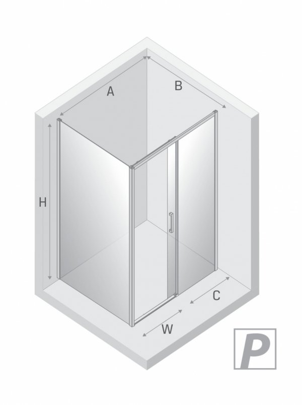 NEW TRENDY Kabina prysznicowa PRIME GUNMETAL BRUSHED 1D prostokątna L 100x90x200 szkło czyste 6mm Active Shield 2.0 D-0885A/D-0354B