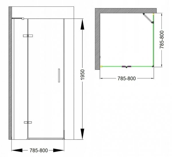 REIHE - kabina prysznicowa kwadratowa LEFO 80x80 drzwi składane CHROM  LE8080195TRCR