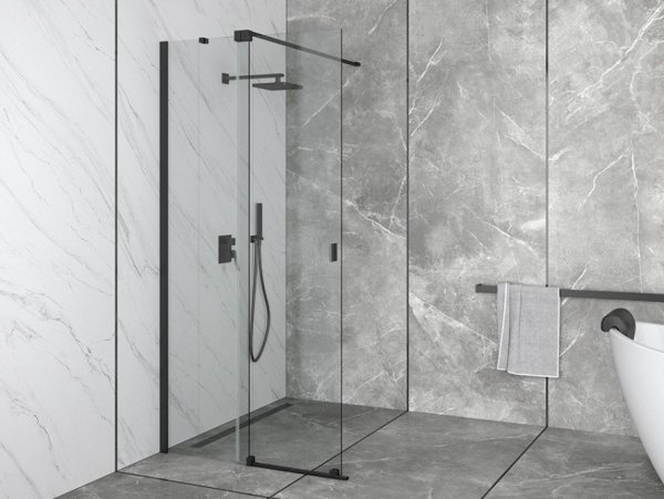 BESCO Kabina ścianka ruchoma WALK-IN VAYO BLACK 120cm VYB-120-200C