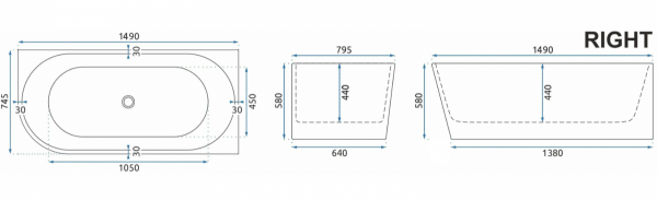 REA - Wanna Akrylowa Narożna SYDNEY BELLANTO 150cm  PRAWA