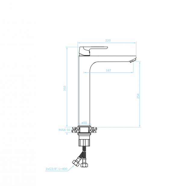 KUCHINOX DIMA bateria umywalkowa stojąca nablatowa czarny mat BQD_72ND