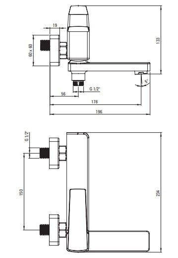 DEANTE - Bateria wannowa ścienna BLUR - ze składaną wylewką Nero  BQL_N12M