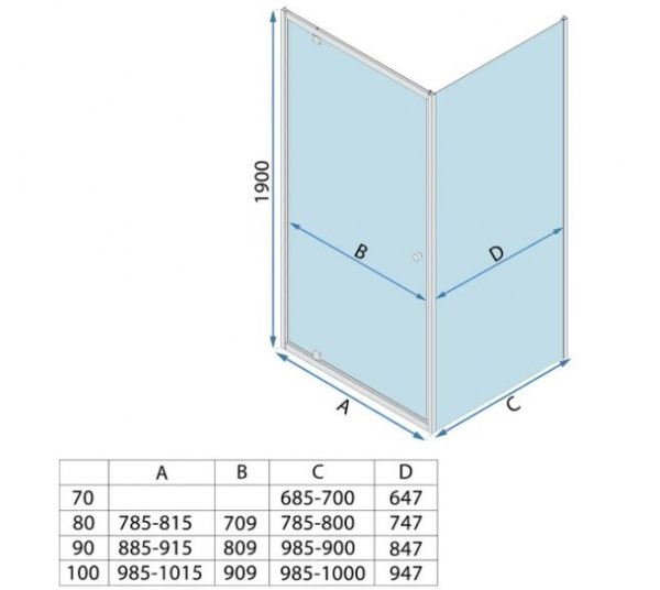 REA - Kabina Prysznicowa PRIMO SWING CHROM uchylne drzwi 90 + ścianka 100