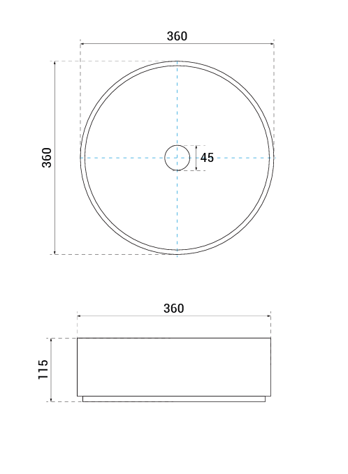 BESCO Umywalka nablatowa Clea Ryfle Cera-Line 36 Matt Black UNCMR-36-CLC