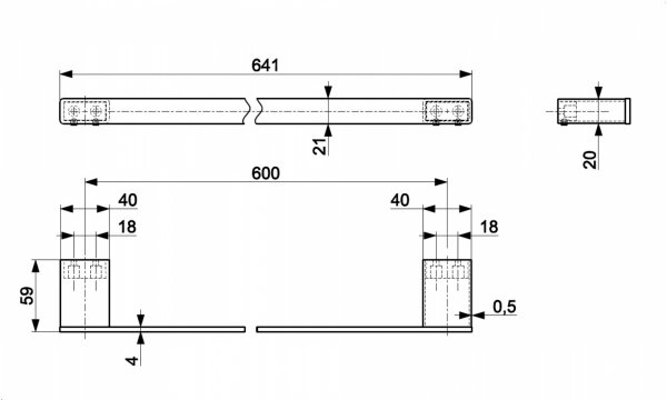 ARMATURA KRAKÓW KFA wieszak ręcznikowy 60 cm CHROM 864-036-00