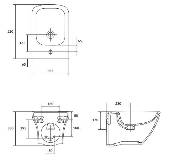 CERSANIT - Bidet zawieszany LARGA SQUARE z ukrytym montażem   K120-012