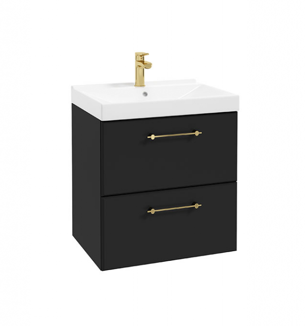 DEFTRANS szafka pod umywalkę z dwiema szufladami 60x60 Mo-re D60 czarny mat 291-D-06002