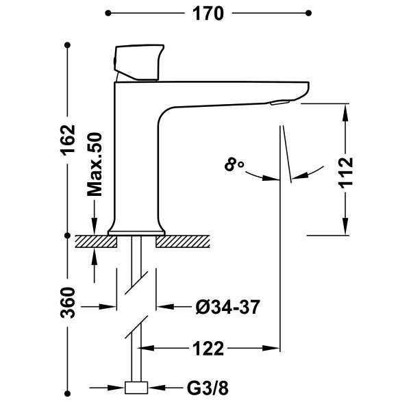 TRES LOFT Bateria jednouchwytowa umywalkowa- chrom 22210402