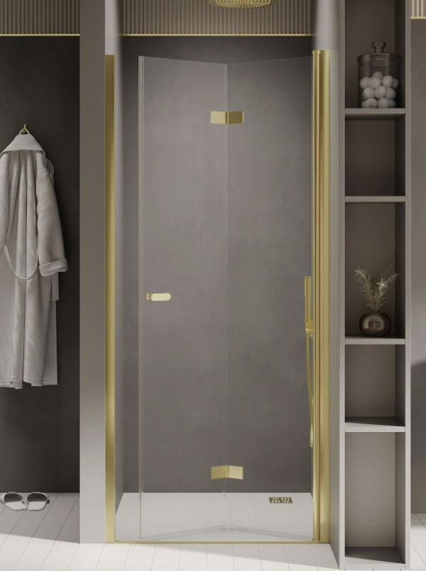 NEW TRENDY Drzwi wnękowe New Soleo Light Gold, pojedyncze, składane prawe 90x195 D-0465A