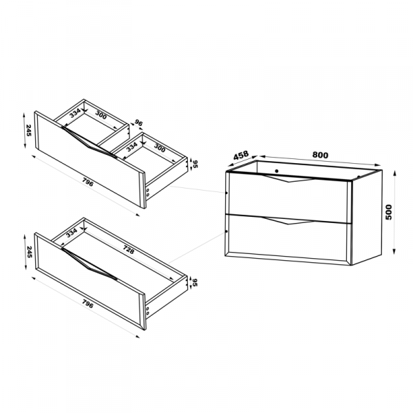 MEGSTYL DELICA-01 Szafka z blatem i umywalką 80cm kaszmir DELICA-0000-0035