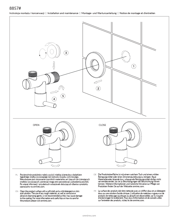OMNIRES zawór kątowy złoty połysk 8857GL