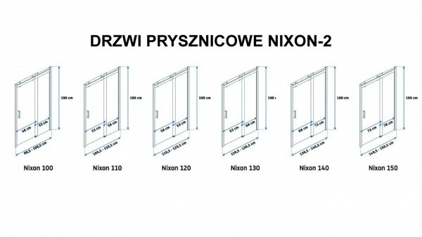 REA - Kabina NIXON - 2 prostokątna EASY CLEAN PREMIUM / drzwi 130 + ścianka 80 /