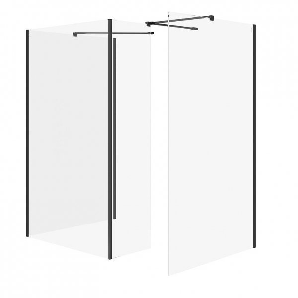 CERSANIT - SET B807: Kabina Walk-In MILE ścianka stała czarny 90x90x90x30x200  S601-194