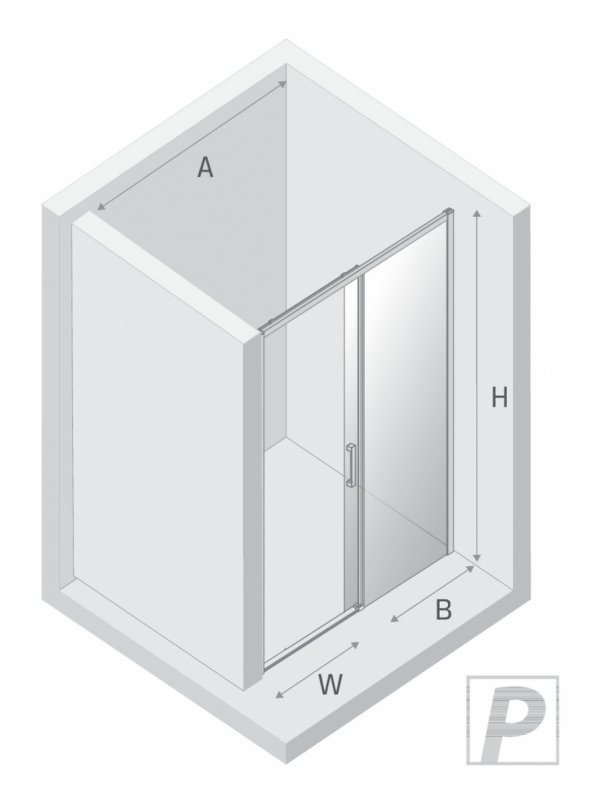 NEW TRENDY Drzwi wnękowe PRIME GUNMETAL BRUSHED 1D L 150x200 szkło czyste 6mm Active Shield 2.0 D-0895A
