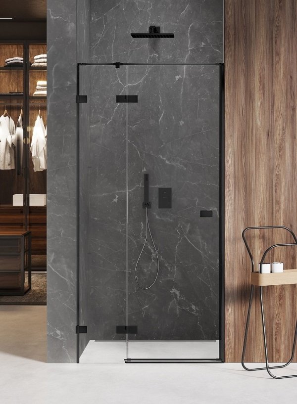 NEW TRENDY - Drzwi wnękowe prysznicowe AVEXA BLACK 80cm EXK-1546/47 