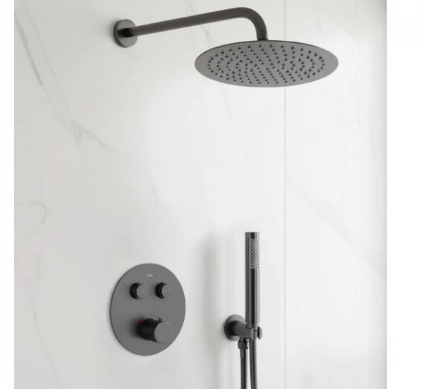 REA - Zestaw natryskowy podtynkowy z termostatem LUNGO Tytan + BOX