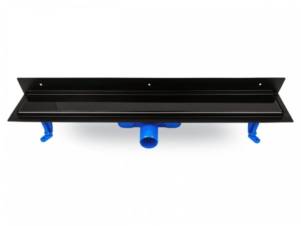 OKEDA Czarny przyścienny odpływ liniowy OKEDA® PRIME LINE™ - BLACK GLASS - RUSZT CZARNE SZKŁO 90cm 21900.06.BLACK