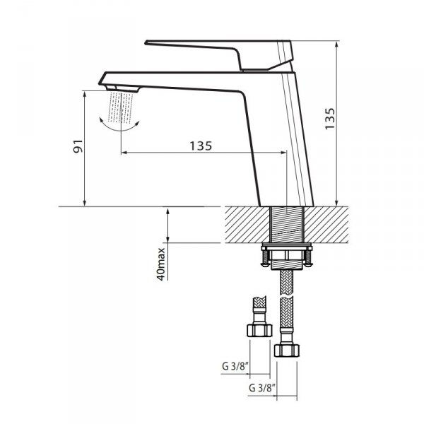 VEDO - bateria SETTE NERO umywalkowa  VBS7001CZ