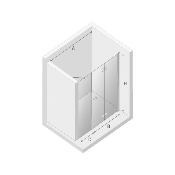 NEW TRENDY Drzwi wnękowe prysznicowe składane NEW SOLEO PLUS 110x195  PL PRODUKCJA