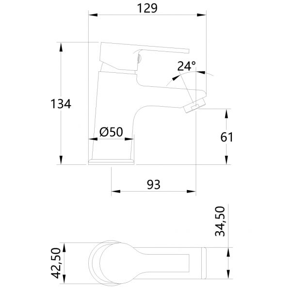 INVENA - Bateria umywalkowa BRALOS chrom BU-07-001-A