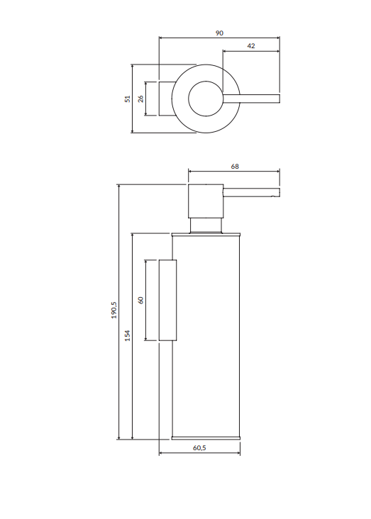 OMNIRES dozownik mydła w płynie wiszący modern project miedź szczotkowana MP60721CPB