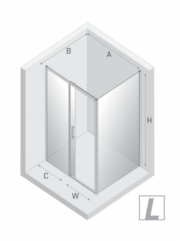 NEW TRENDY Kabina prysznicowa PRIME GUNMETAL BRUSHED 1D prostokątna L 100x90x200 szkło czyste 6mm Active Shield 2.0 D-0885A/D-0354B