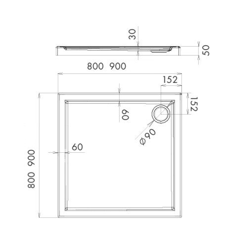 AQUAFORM - Brodzik prysznicowy kwadratowy SLIM biały 90X90X5/3 FI90