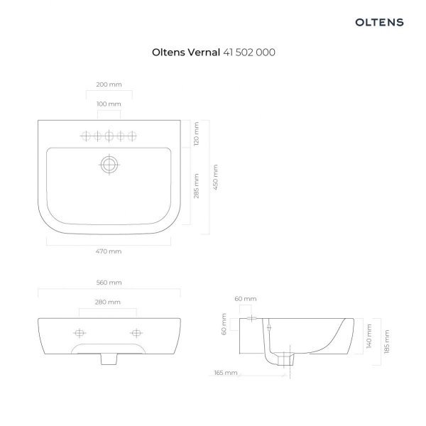 Oltens Vernal umywalka 56x45 cm wisząca z powłoką SmartClean biała 41502000