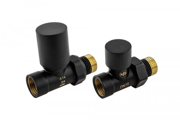 ARMATURA KRAKÓW KFA zestaw grzejnikowy, prosty Komfort PRO, CZARNY 758-030-81-BL